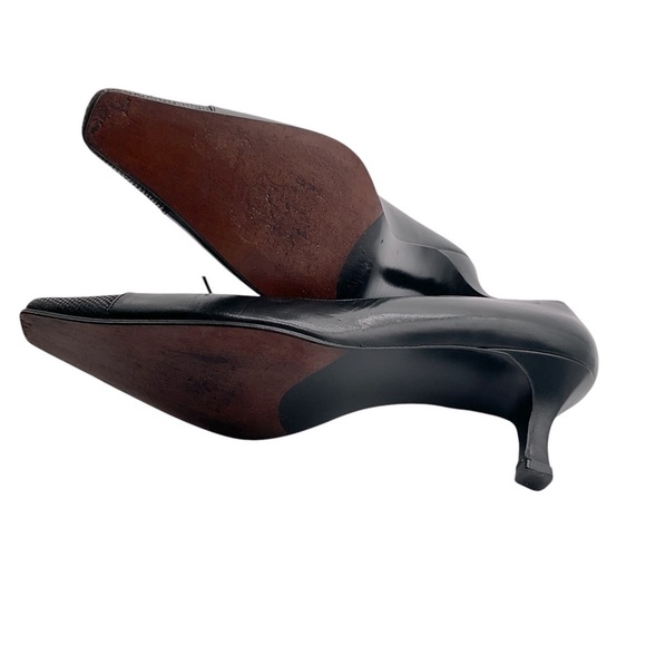 Stuart Weitzman Shoes | Black Leather Lace Up‎ Kitten Heels Pumps size 8B - Picture 8 of 10